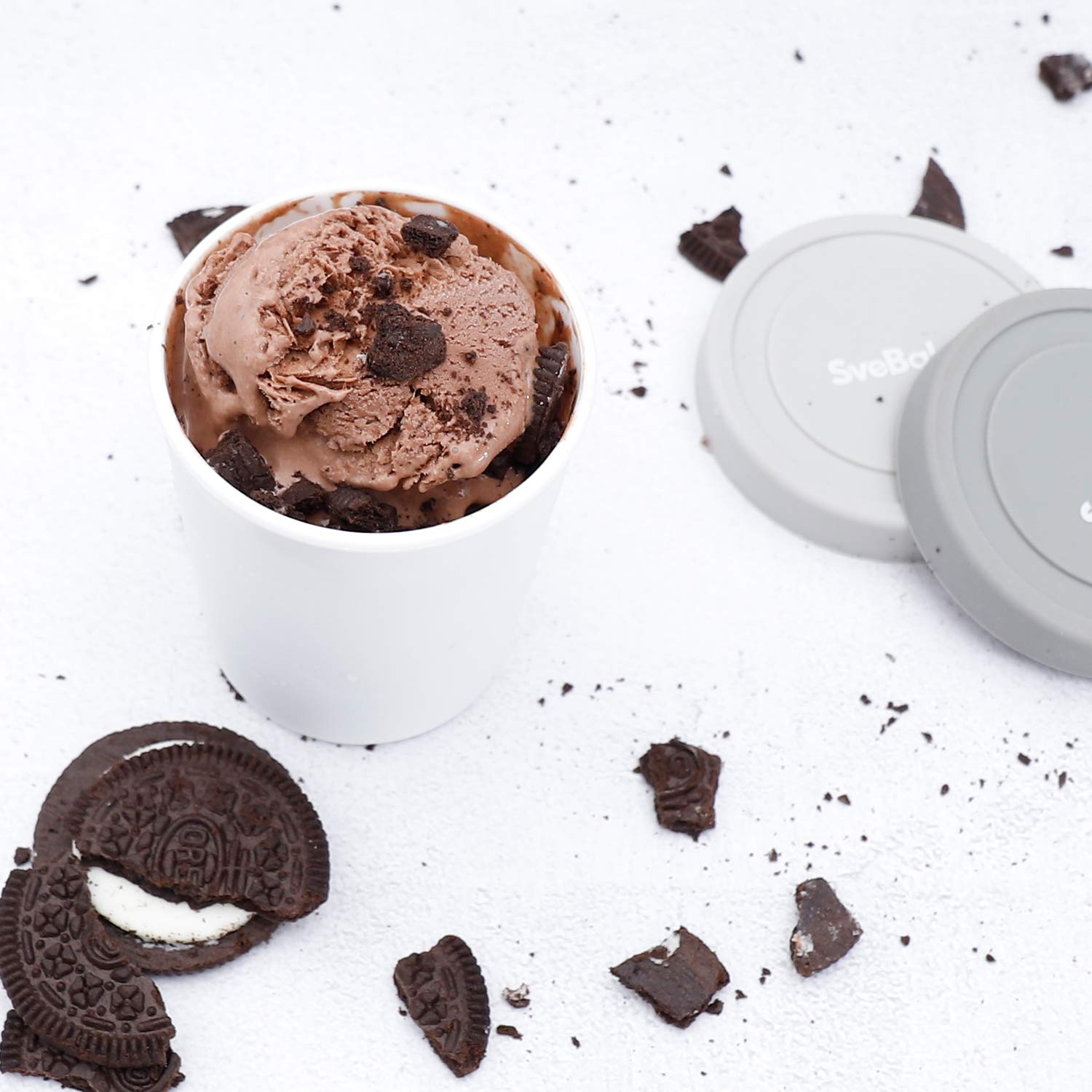 SveBake Vaschetta per Gelato con Coperchi in Silicone, 6 Pezzi Contenitori Gelato Freezer, Recipienti da 180 ml Rotondi Riusabili per la Conservazione di Gelato Fatto in Casa, Sorbetto