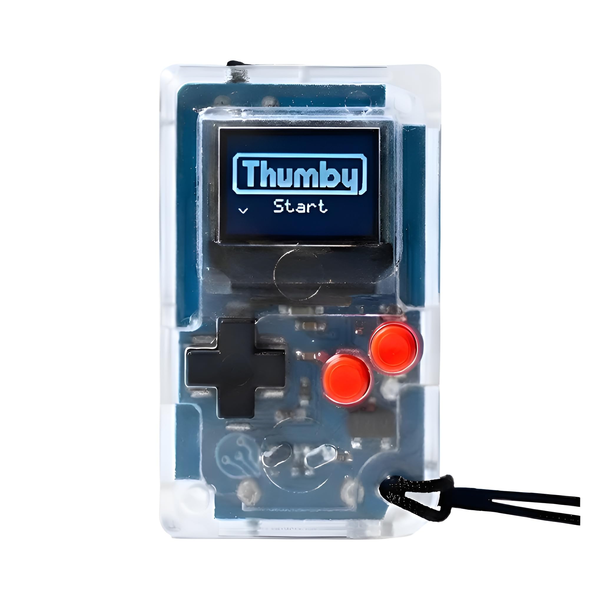 TinyCircuits | Thumby Programmable Game Console Keychain – Retro Gaming Fun Mini-Console, STEM Learning, USB Rechargeable, 5 Preloaded Games (Clear)