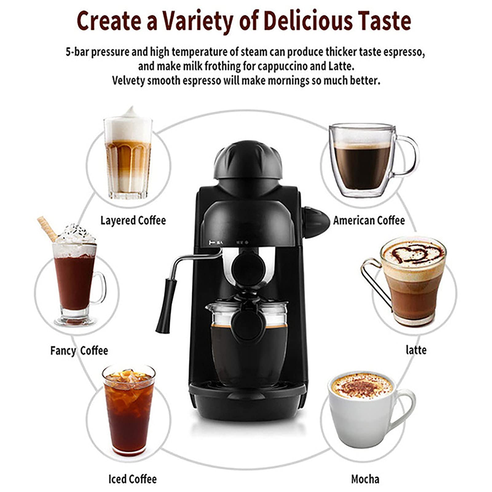 Máquina de café Profesional con vaporizador de Leche Espresso Capuchino Cafetera Máquina de Bebidas Calientes Espresso, Latte, KangBaolan, Mocha, Actualizar Needed