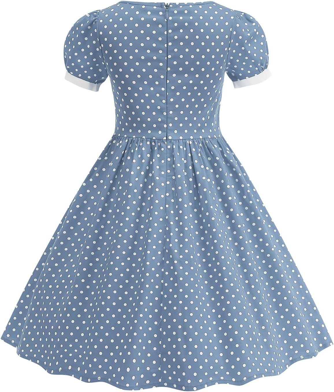 IWEMEK Kids Girls 50s Vintage Dress Retro 1950s 50's Style Swing Dress A line Tea Party Audrey Hepburn Rockabilly Dresses - Image 3
