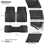 CAR PASS Tapis de sol en caoutchouc pour Car, Liner imperméable Plat profond Car Ensembles complets de matelas, garniture universelle pour SUV Camion Sedans Vans, tous les temps tapis de sol automobile 3pcs, Noir massif