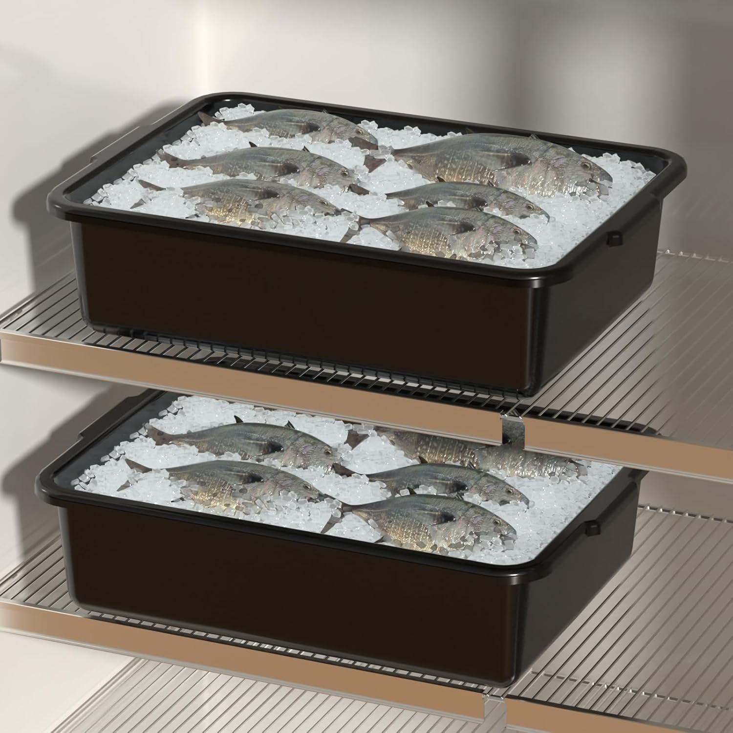 6 Pack Large Plastic Utility Bus Trays, 22 Liter Restaurant Bus Tub, Black