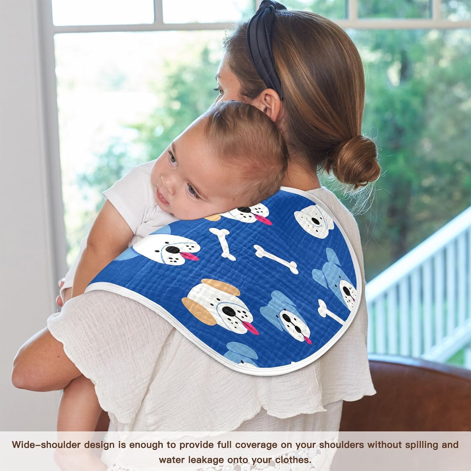 Beautiful Dog Blue Pattern Art Baby Burp Cloths -4Pcs Soft Absorbent Muslin Washcloths Bibs Face Towel for Newborn Boys Girls 22 x 11 Inch