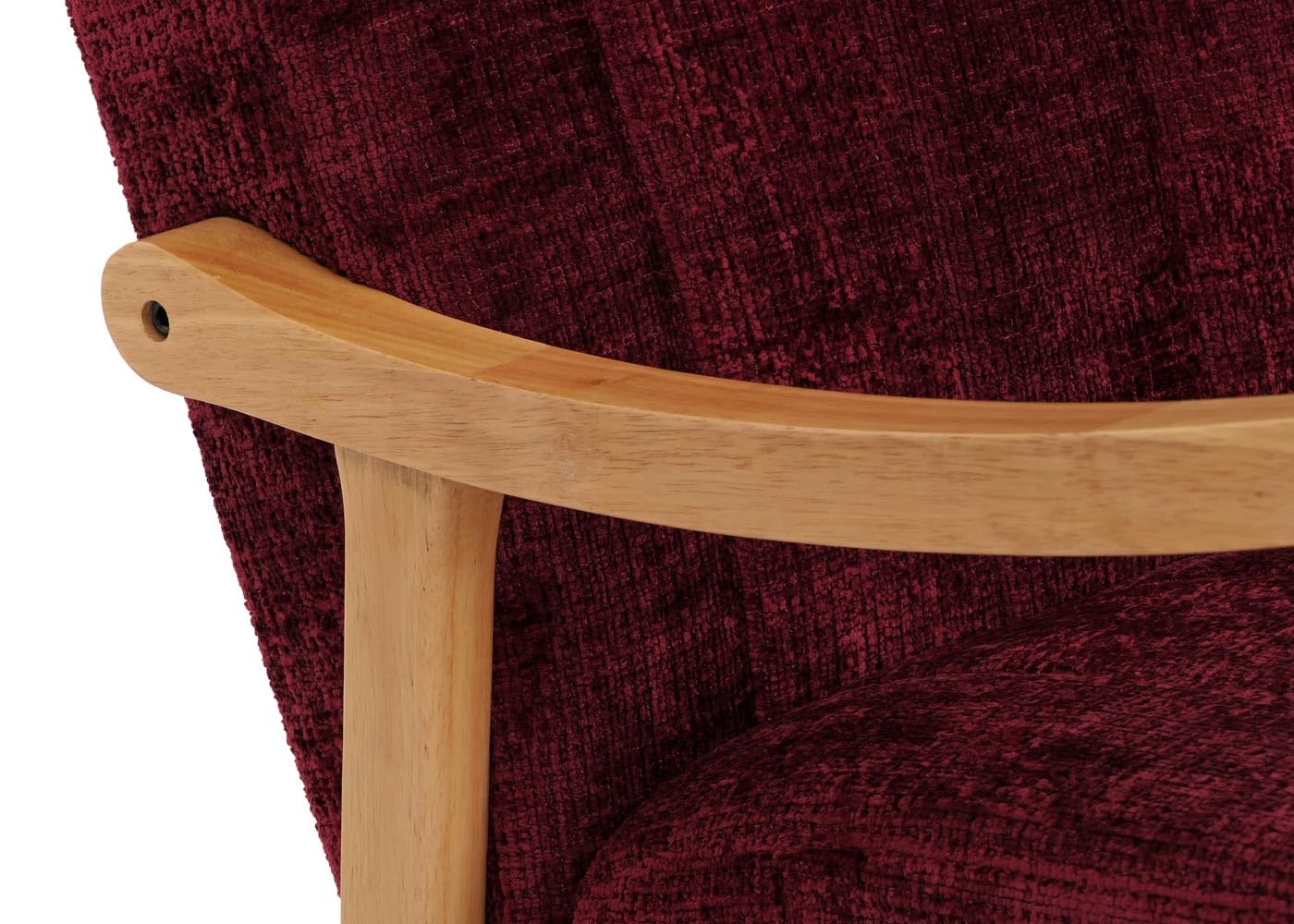 Mendler Schaukelstuhl HWC-K10, Relaxsessel, Holz FSC® Stoff/Textil Chenille (465g/m²) - Bordeaux, Gestell Natur