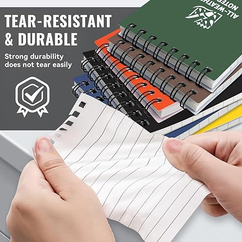 Miniatura 5 de POPYOLA Paquete de 6 cuadernos de bolsillo impermeables, bloc de notas de bolsillo de 3 x 5 pulgadas, mini bloc de notas en espiral pequeño para