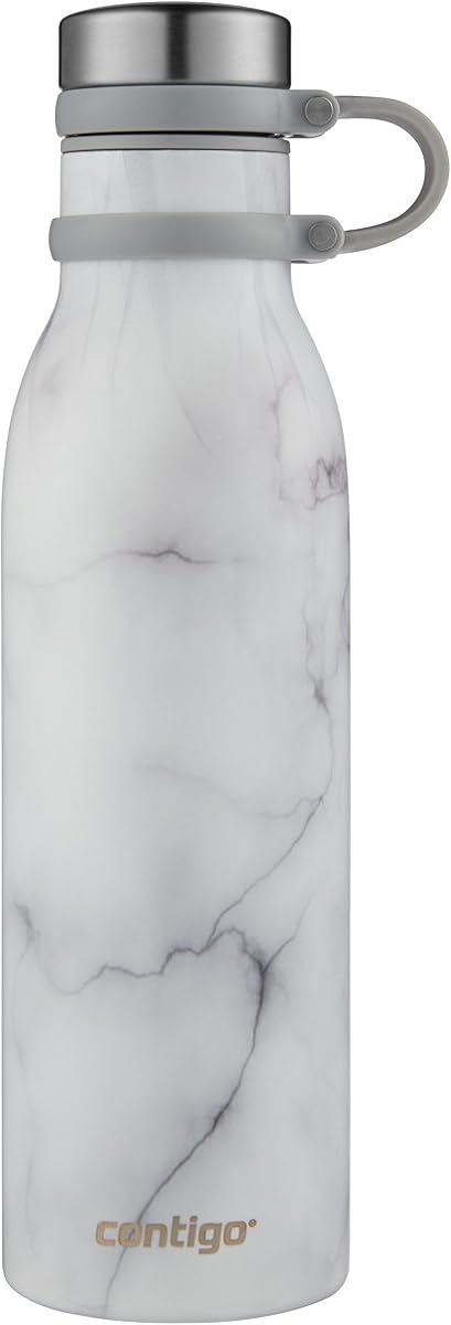 Matterhorn Vaccum Insulated Stainless Steel Water Bottle with Leak-Proof Chug Cap, Drinks Stay Cold up to 24 Hours or Hot up to 10 Hours, Fits Most Cup Holders, 20oz White Marble