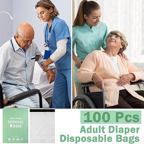 Miniatura 3 de PerKoop 100 bolsas desechables extragruesas grandes para adultos, bolsas de eliminación de sellado hermético, resistentes al desgarro, sanitarias