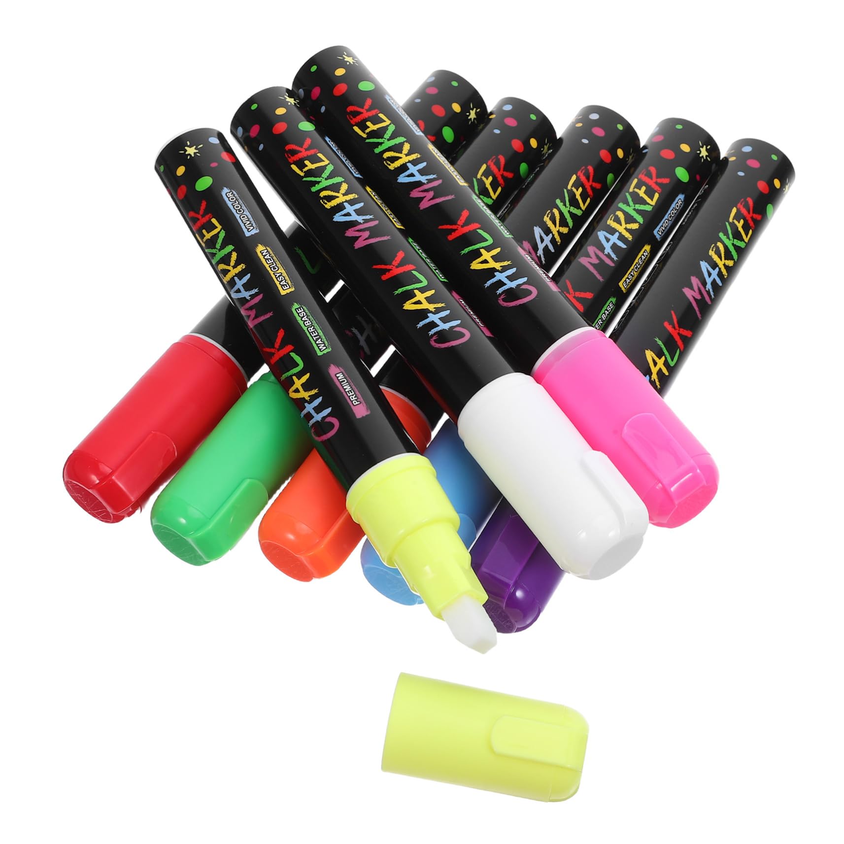Angoily 8 Rotuladores de Tiza Líquida Borrables Colores Fluorescentes de Alta Visibilidad Punta Gruesa para Pizarras y Vidrio Ideales para Publicidad Creativa