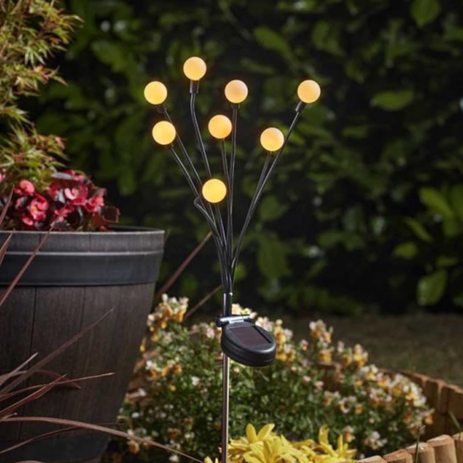 Garden Mile 8 Stem Globe Solar Firefly Lights Outdoor Garden Lights Solar Powered Waterproof White LED Pathway Lighting Ideal For Patio Yard Pathway Lantern Plant Decoration