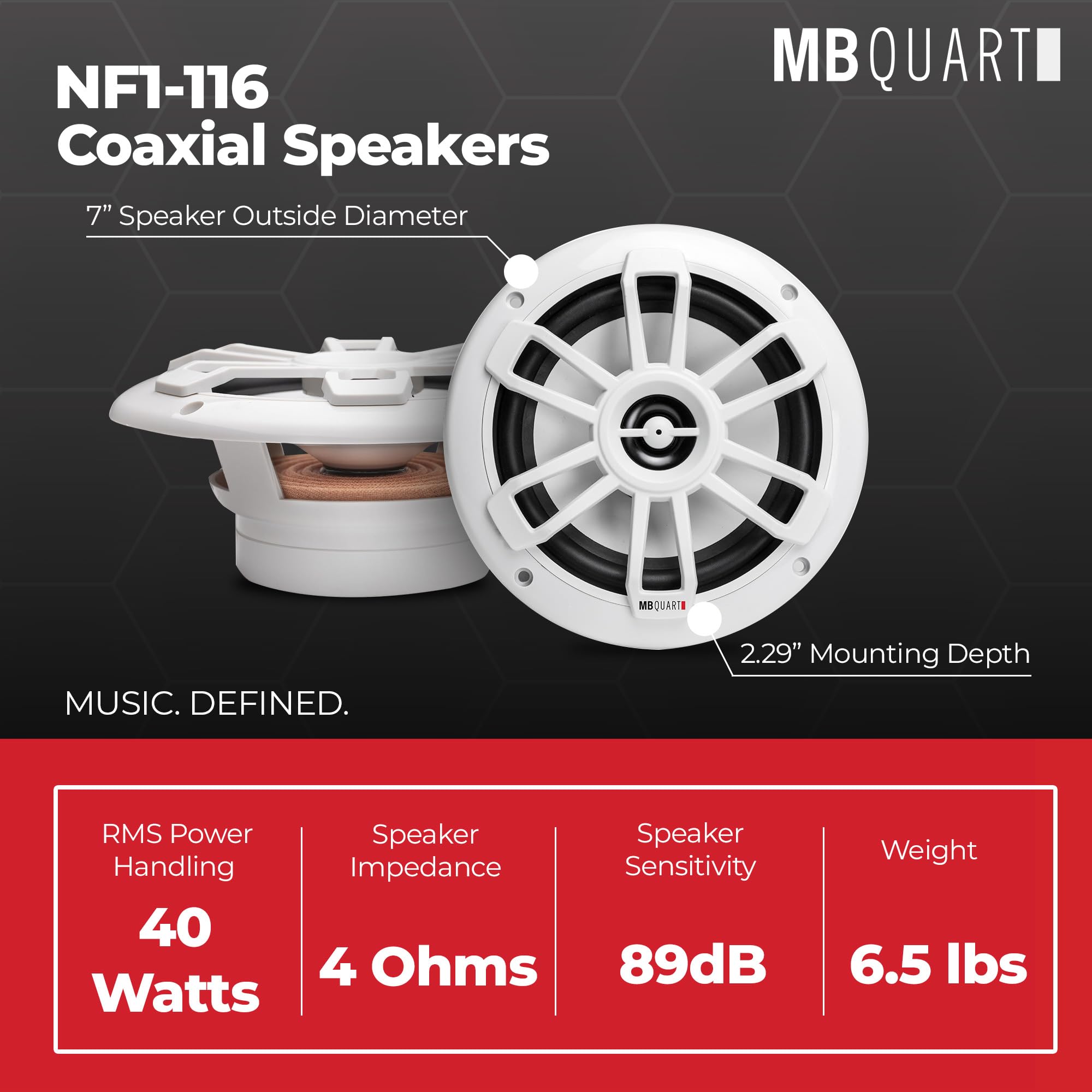 MB Quart NF1-116 6.5" Náutico de montaje poco profundo coaxial