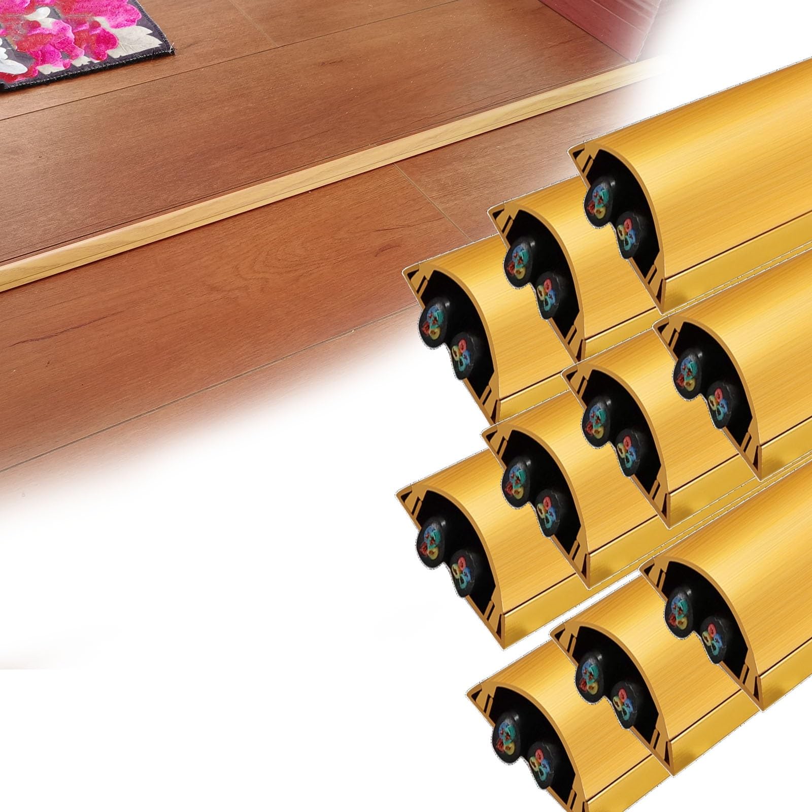 canalina passacavi muro Copertura per canalina per cavi spessa color oro 22 30 50 65 mm larghezza esterna, coperture per fili in alluminio legato per cavi(10 PCS,W 50 MM L 50 CM)