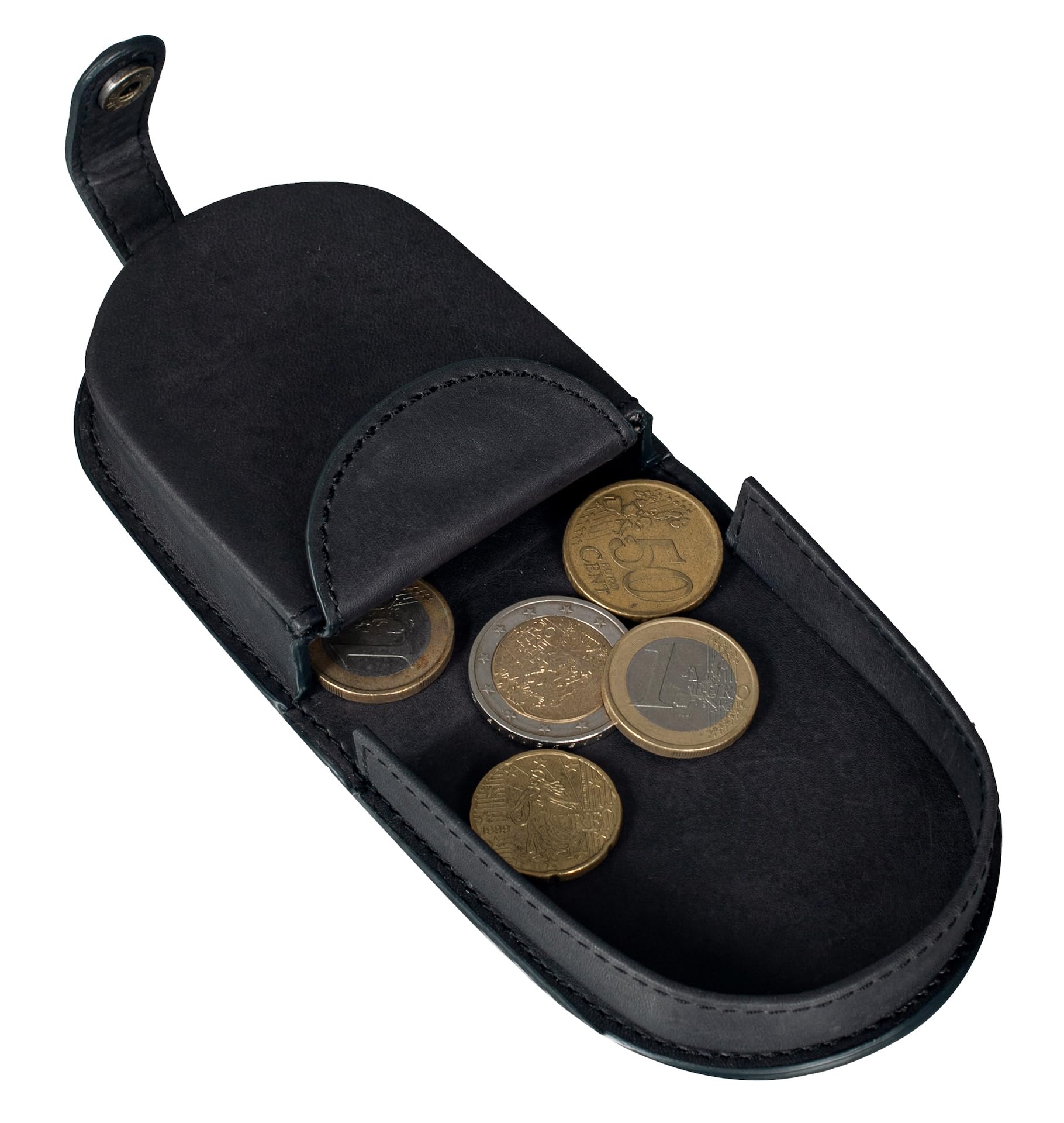 Benthill Münzbörse Klein Leder | Lederbörse für Münzen | Echt Leder Kleingeldschütte für Münzen | Wiener-Schachtel | Schüttelbörse,Farbe:Schwarz