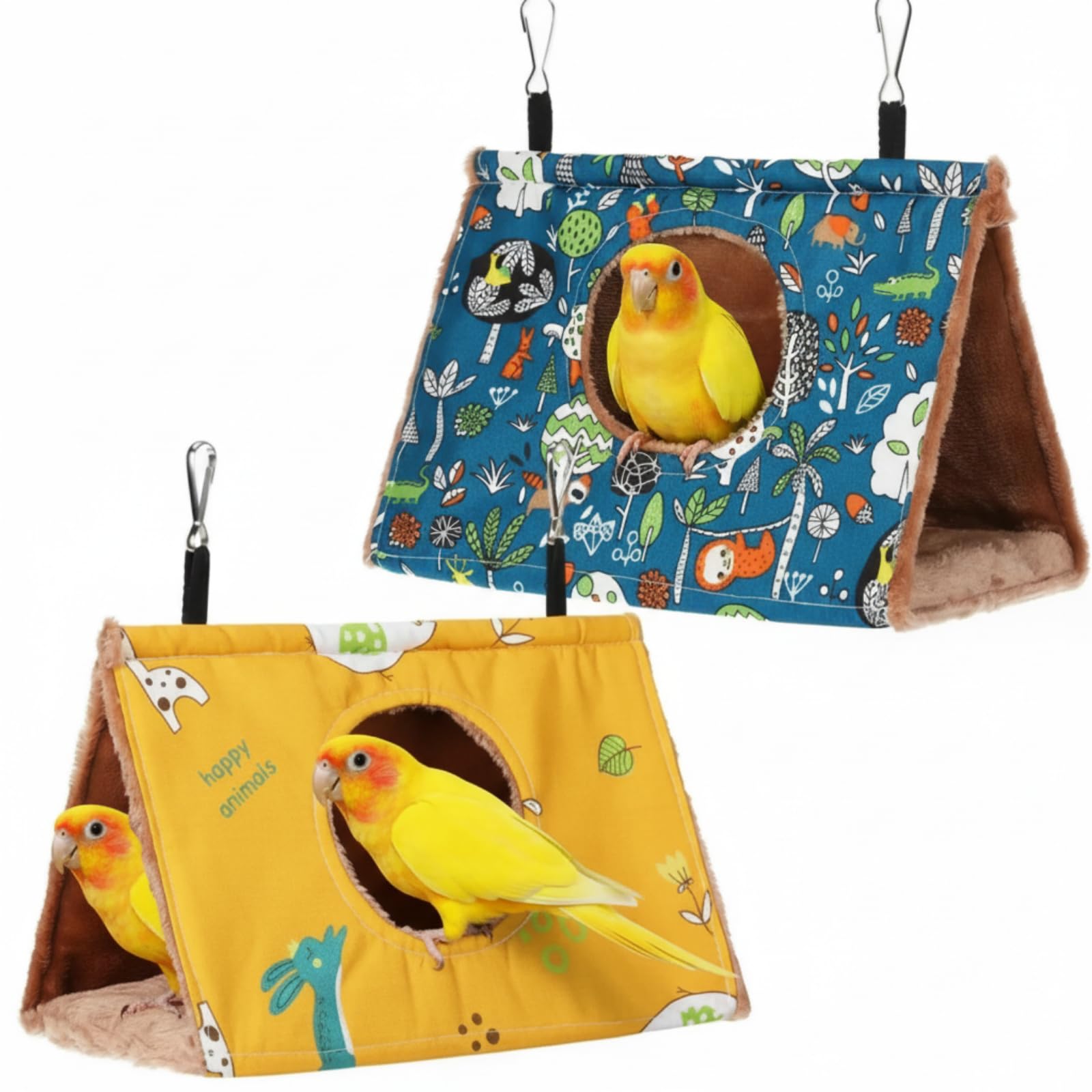 Cunno 2 Pcs Winter Bird Warm Nest House Bird Bed for Cage, Hanging Hammock, Plush Fluffy Shed Birds Hideaway 9.8 x 5.5 x 5.9 Inch Sleeping Bed Fuzzy