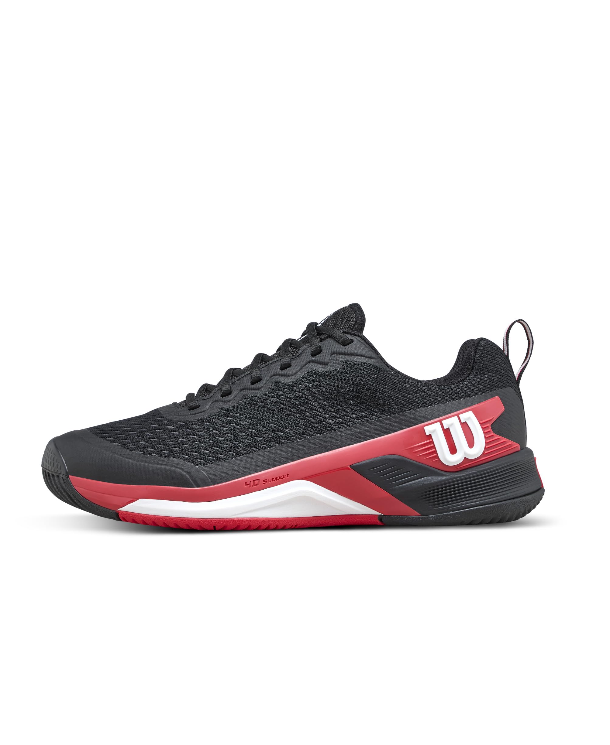 Wilson Rush Pro 4.5 Men's Tennis Shoes, Made with Breathable Mesh, Providing Dynamic Support and Abrasion Resistance, with Lightweight Cushioning, Colour: Black/Infrared/White, Size: 7