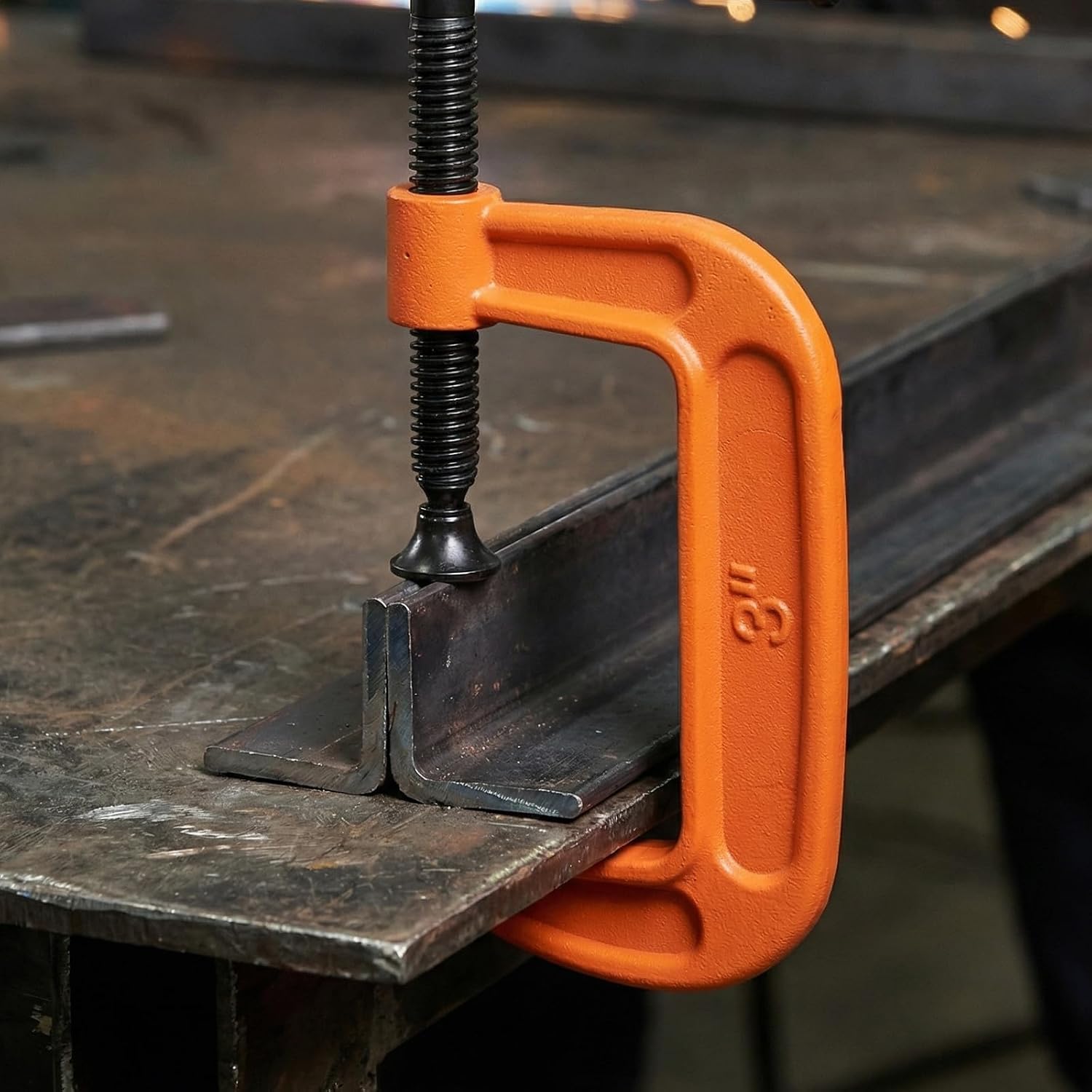 LEXININ 10 Pack 3 Inch Mini C Clamp, 90mm Jaw Opening, Orange, Small G Clamps for Woodworking Welding Building