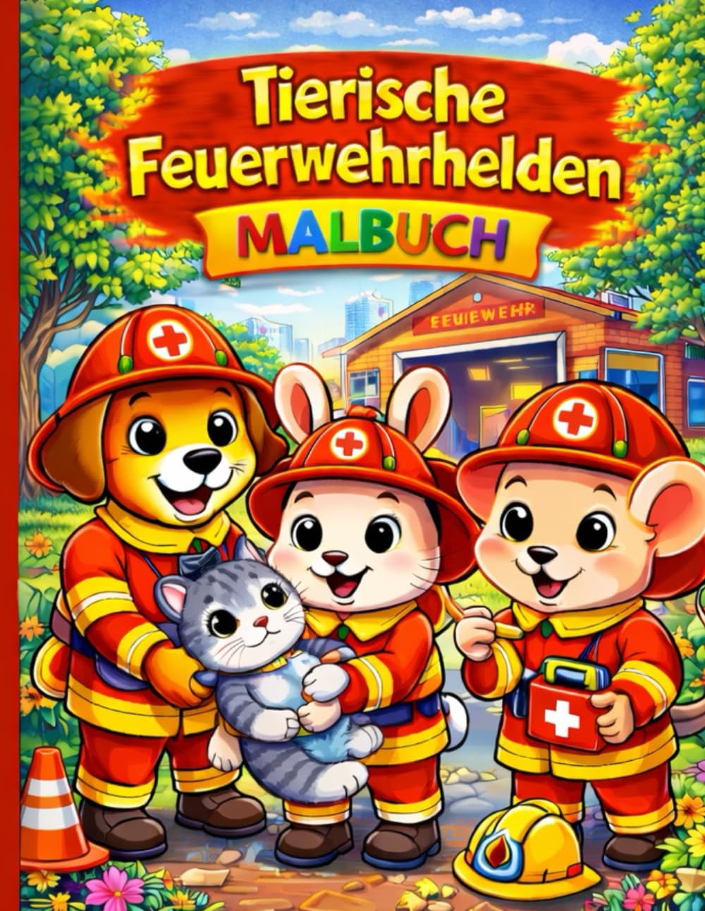 Tierische Feuerwehrhelden – Malbuch für Kinder: Ausmalbuch mit Feuerwehr-Tieren, Feuerwehrautos und spannenden Rettungseinsätzen – ideal für Kinder ab 3 Jahren