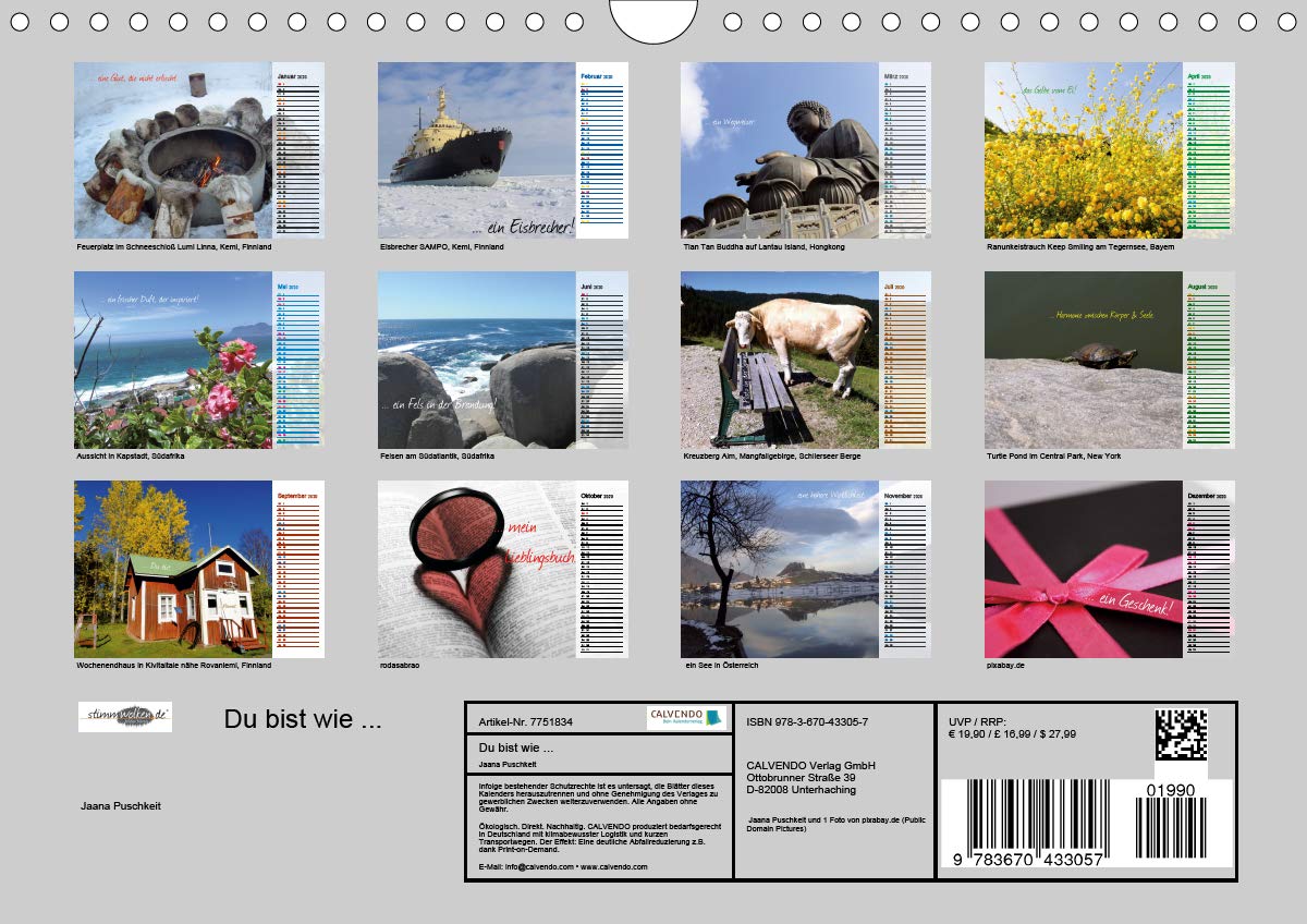 "Du bist wie..." (Wandkalender 2020 DIN A4 quer): Geschenkekalender & Planer (Geburtstagskalender, 14 Seiten ) (CALVENDO Kunst)