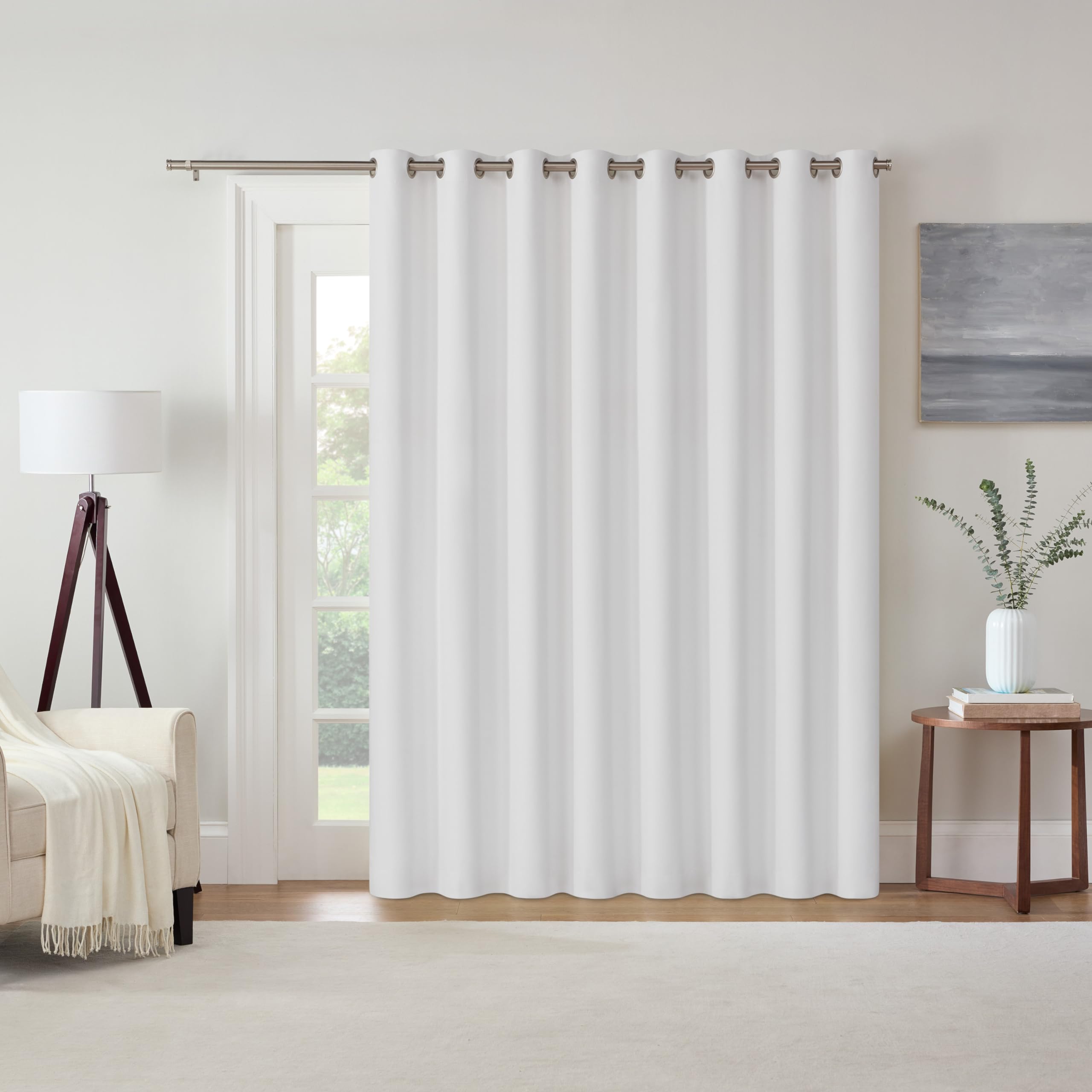 Eclipse Extra Wide Grommet Curtain, Kendall Sliding Patio Door Curtain Panel, Solid Textured Thermal Insulated and Noise Reducing Curtains, (1 Panel),