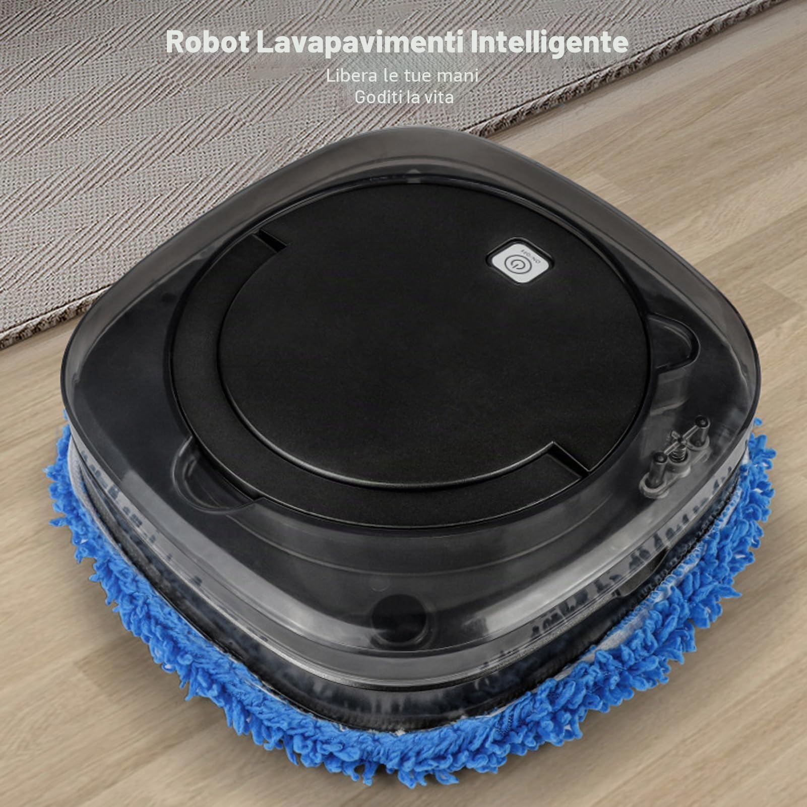 Robot Lavapavimenti Automatico, Robot di Pulizia Intelligente Robot Lavapavimenti Robot Spazzante con Serbatoio Dell'acqua per di Animali Domestici, Pavimenti Duri (Nero)