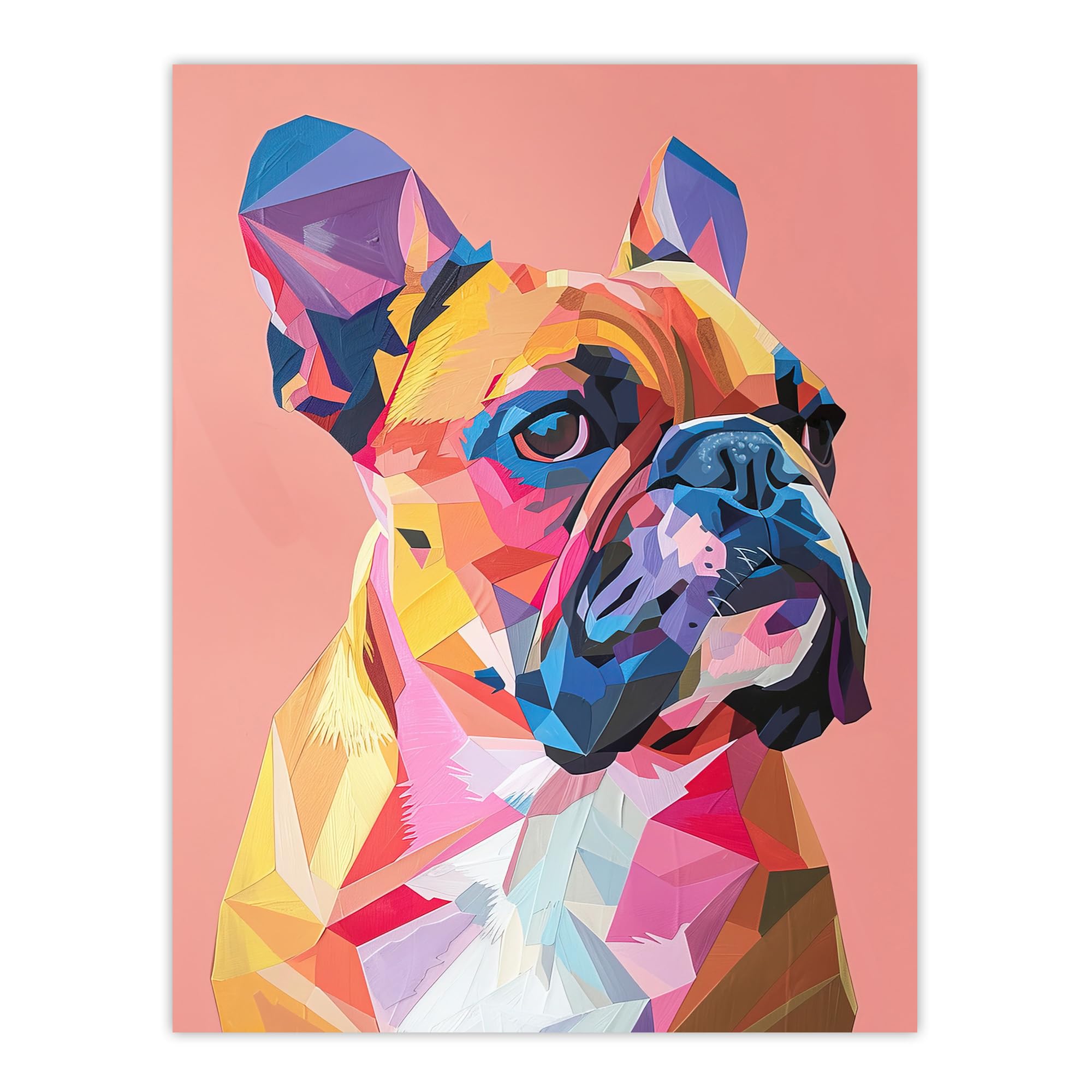 Artery8 Dog Lover Geometric French Bulldog Portrait Living Room Large Wall Art Poster Print Thick Paper 18X24 Inch