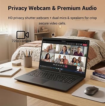 HP 17.3 HD+ Laptop for Students & Remote Office Workers, Intel Core 5 120U 10-Core Processor up to 5.0 GHz, 16GB RAM, 512GB SSD, Webcam Shutter, Numeric Keypad, Wi-Fi 6, Black, w/PCO Laptop Cooler