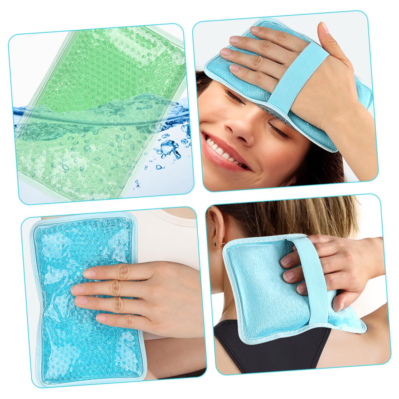 Anneome Gel Refrigerante Riutilizzabile 3 Pezzi Cinturino per Corpo e Testa, Morbido e Confortevole, Borsa Ghiaccio in Gel Pvc Cristallo per Terapia Freddo e Caldo
