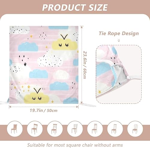 Miniatura 3 de Juego de 6 fundas decorativas de dibujos animados con diseño de nubes pastel para sillas de aula, sillas de oficina, suaves, fundas para sillas de