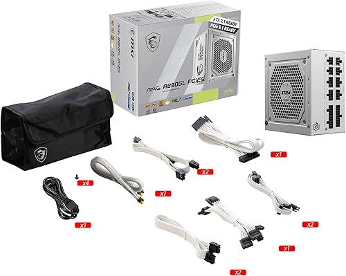 Miniatura 41 de MSI MAG A850GL PCIE5, fuente de alimentación compacta totalmente modular para juegos de 850 W, 80+ Gold, ATX 3.1 y PCIe 5.1 listo, cable nativo