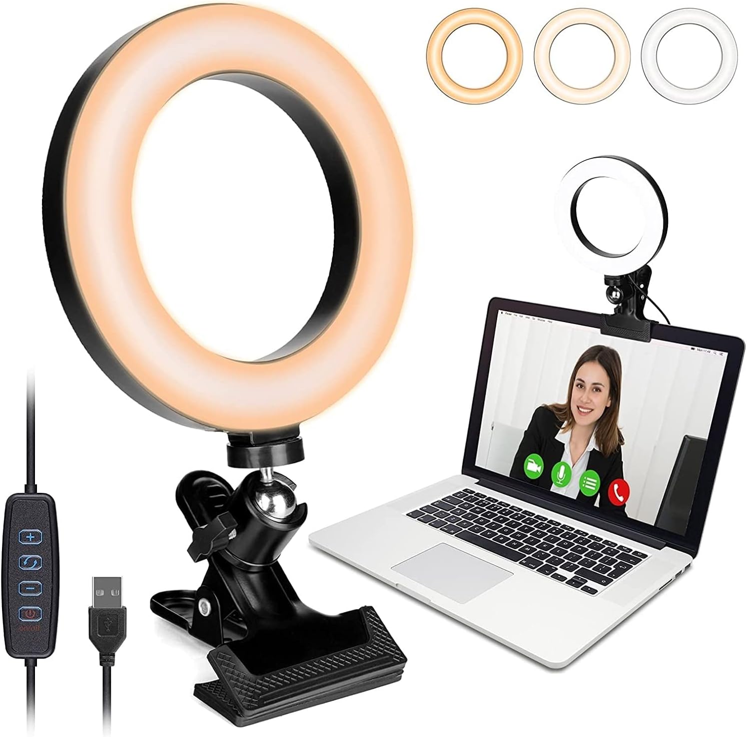 DEVICE OF URBAN INFOTECHDEVICE OF URBAN INFOTECH 6 inches LED Ring Light |Ring Light for Phone Camera Reels Meeting YouTube Shooting Makeup | 3 Colour Modes | 10 Brightness Level | Clip On Light