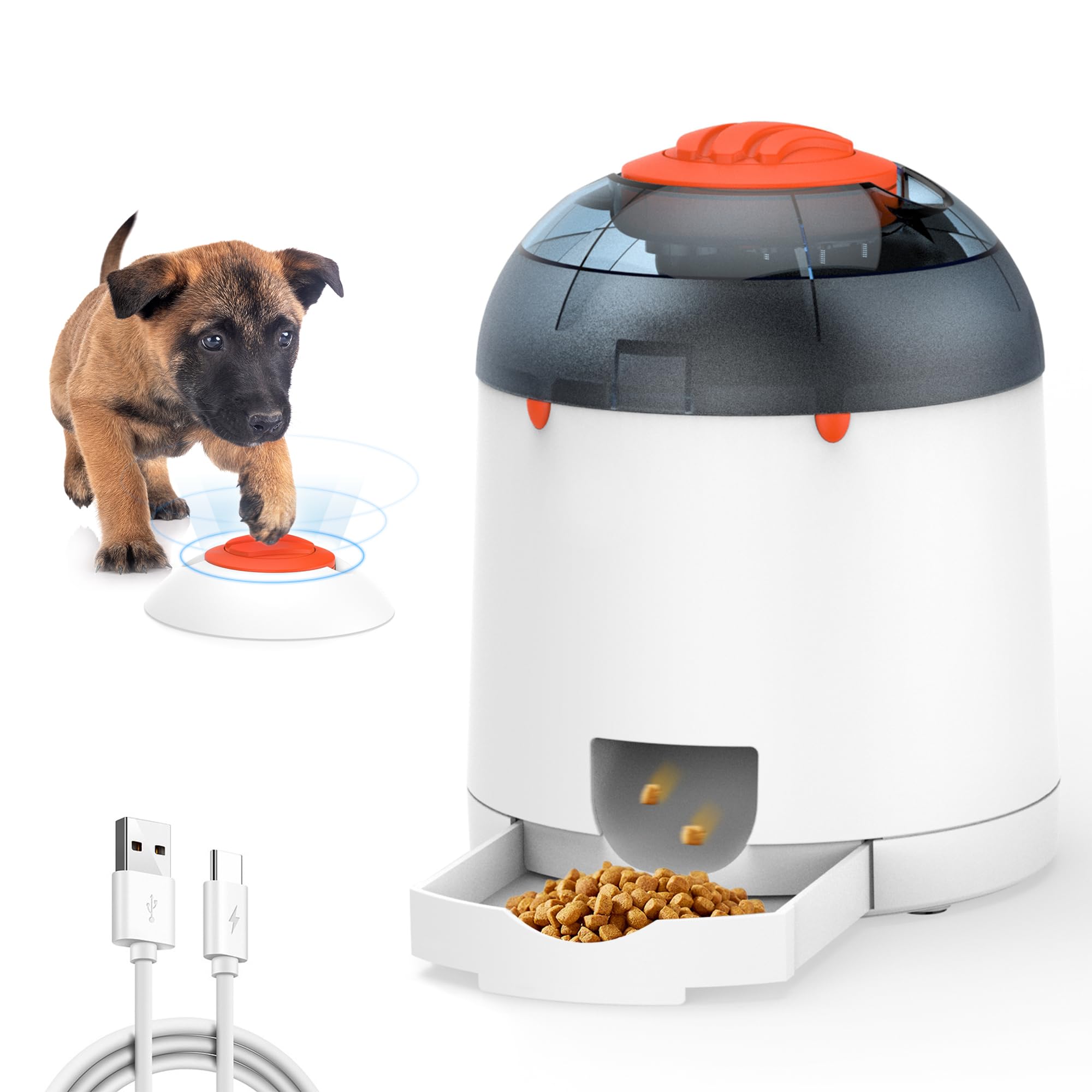 Potaroma Hunde-Puzzle-Futterspielzeug, interaktives Intelligenzspielzeug, elektronisches Hundespielzeug mit automatischem wiederaufladbarem Leckerli-Futterspender für Welpen & große Hunde