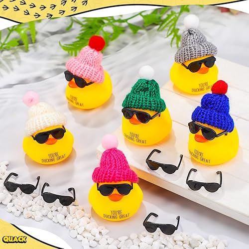 Miniatura 3 de Deekin Juego de 30 juegos de regalo de agradecimiento con texto en inglés "You're Ducking Great Cheer Up", mini patos de goma con gafas y sombreros