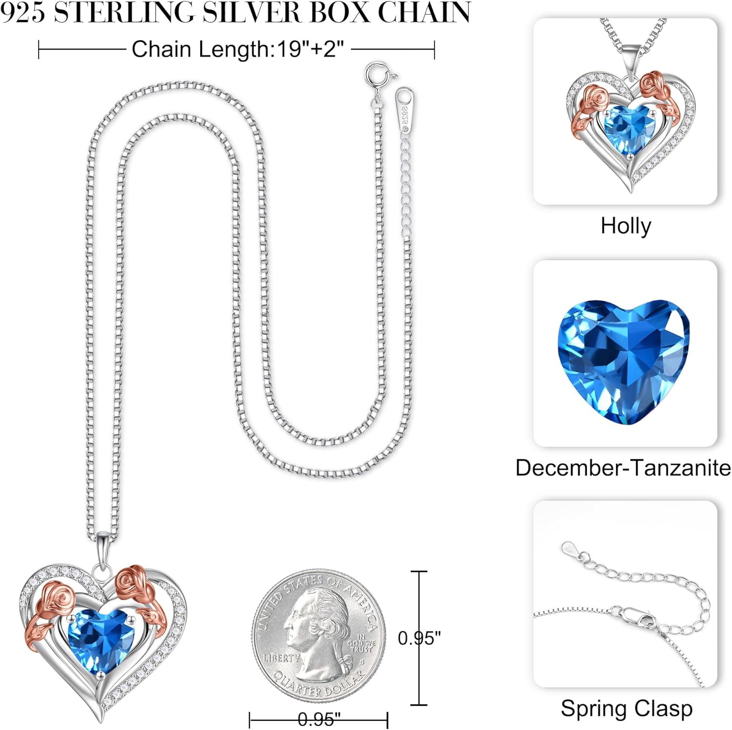 JKK Valentines Day Gifts for Her - S925 Sterling Silver 12 Month Birthstone Necklaces Mothers Day Birthday Christmas Gifts for Women Wife Mom - Image 6