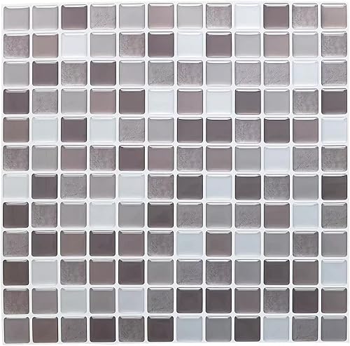 AISHOART Azulejos para salpicaduras en muro con diseño de mármol, 10 unidades, paneles de pared 3D impermeables para despegar y pegar, azulejos de