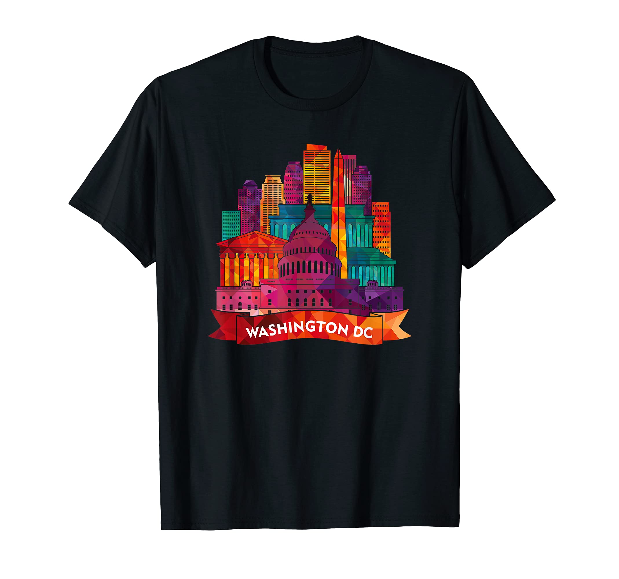 Washington DC T-Shirt USA Capital Landmarks Art Souvenir Tee