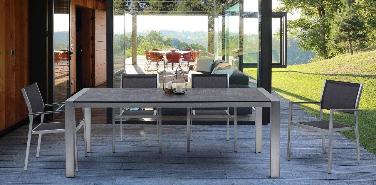 Tavolo Da Giardino Rettangolare TecTake - Alluminio E Effetto Legno | Piedi Regolabili - Foto 2