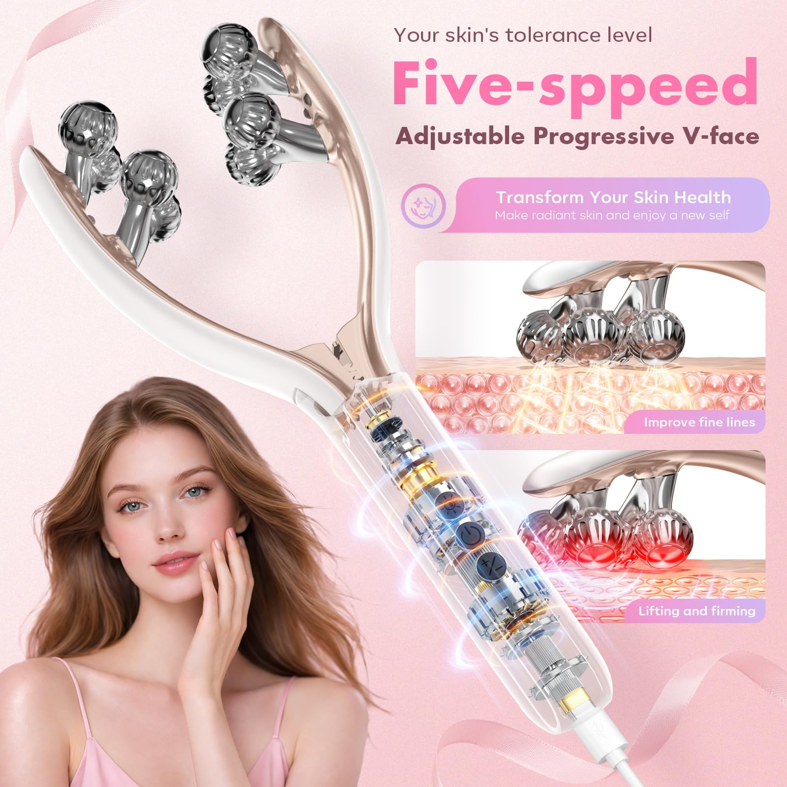 Wireless Facial Massager Tool with Ergonomic Contour Design