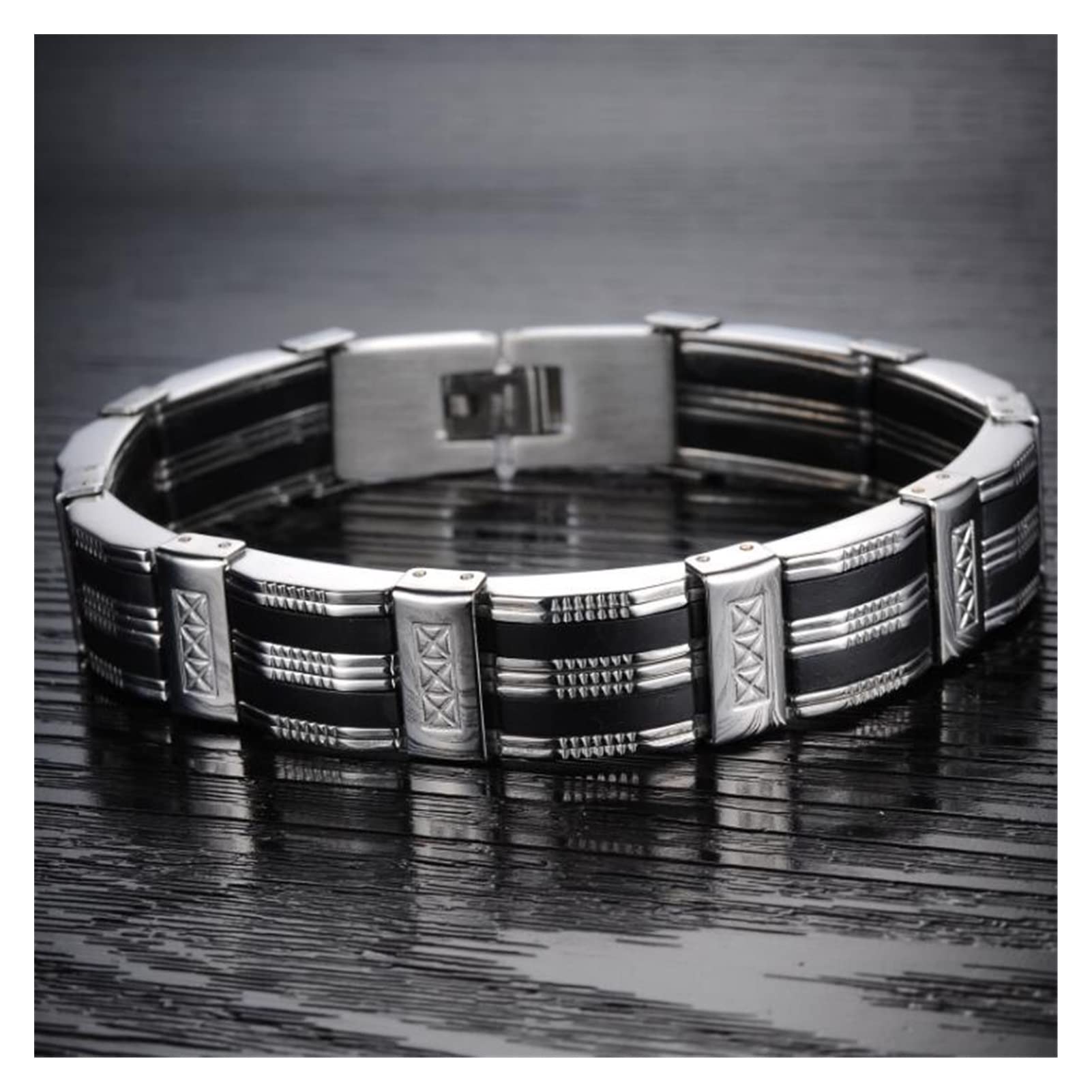 Cuero Pulsera de Acero Inoxidable Pulsera Masculina Brazalete Silicona Hombres Pulseras y Brazaletes Moda en la Cadena de Mano Joyería Ajustable Brazalete Brazalete