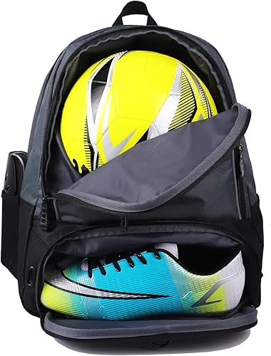 Miniatura 3 de NDNNXE Bolsas de fútbol juveniles, mochila y bolsas de fútbol para niños, niñas y niñas, para baloncesto, voleibol y fútbol con compartimento para