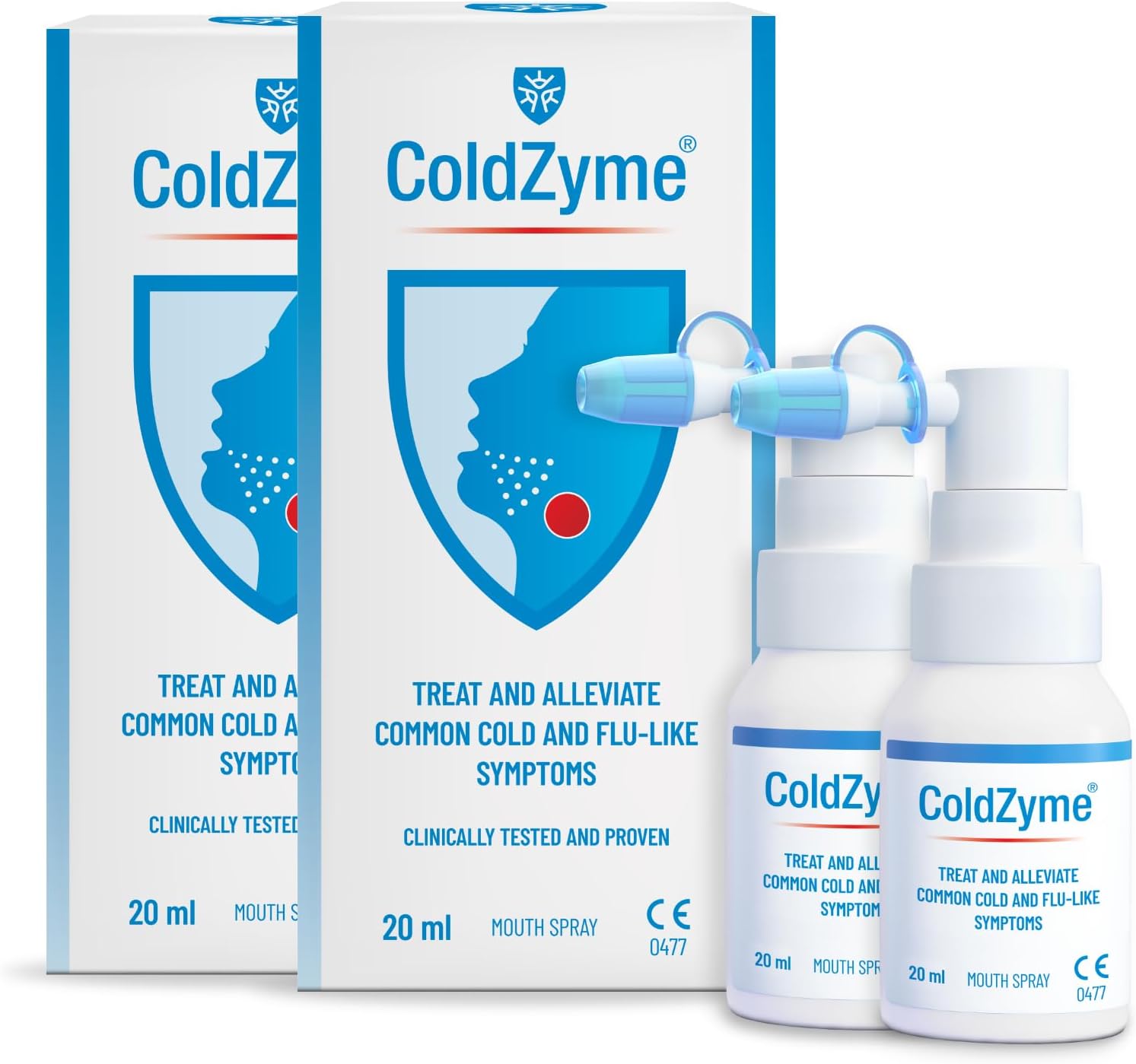 (Pack of 2) ColdZyme Cold & Flu Throat Spray | Disables Viruses | Shortens The Duration of Symptoms | Use at First Signs of a Cold | Sore Throat Relief & Protection - Menthol Flavour 2x20 ml