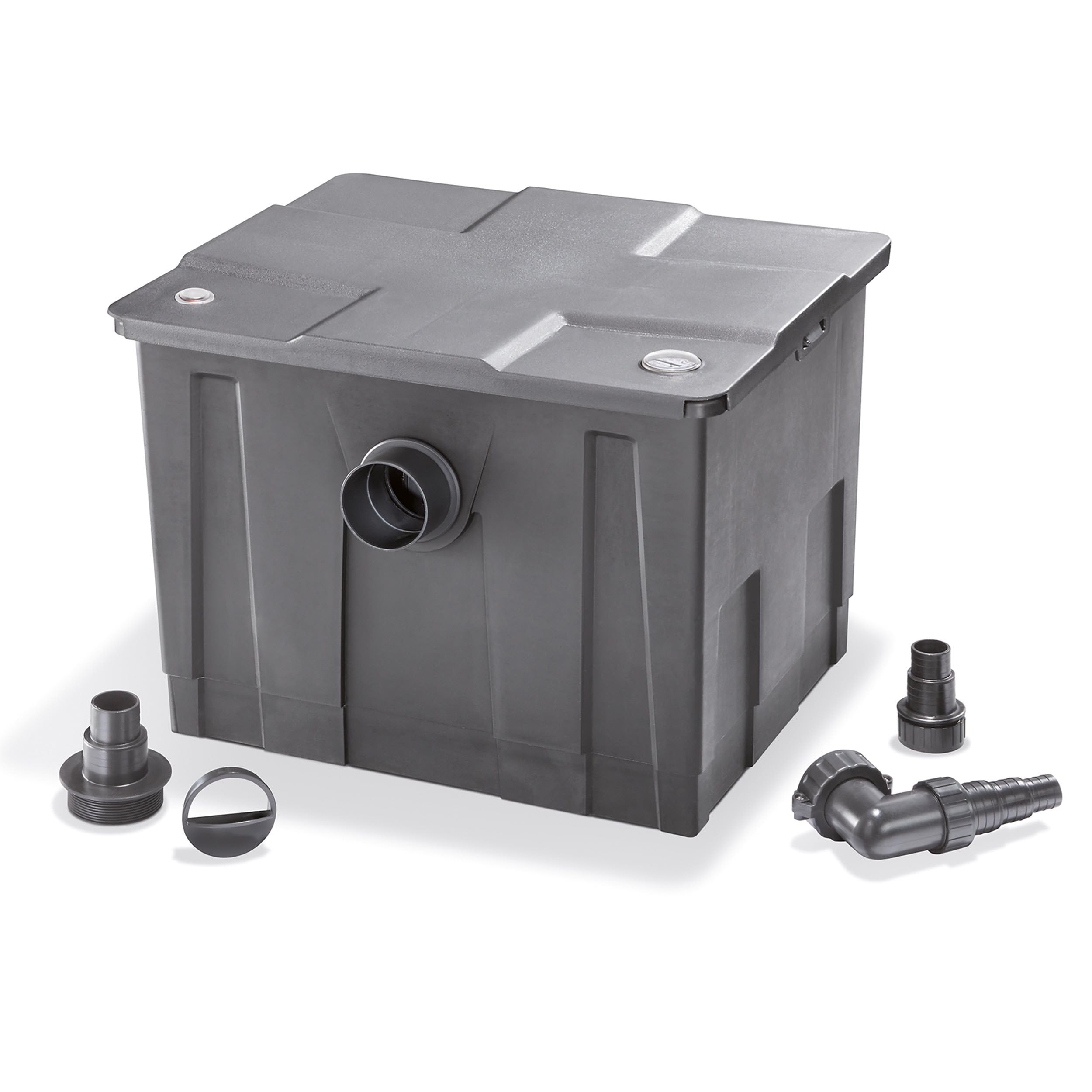 esotec BioFilter ES350 Teichfilter Box, 4 Stufen Filtersystem, Filtermaterial inklusive, bis 12000l Wasservolumen, Bio-Filterbälle Durchlauffilter, Außenfilter Filteranlage 8000 l/h, 101090