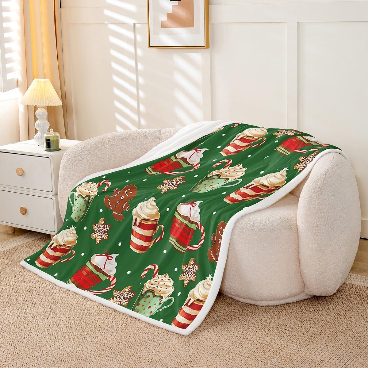 Feelyou Gingerbread Man Sherpa Throw Blanket for Couch Merry Christmas Super Soft Cozy Fleece Xmas Theme Blanket for Winter, Plush Throw Twin 60"x80" All Season