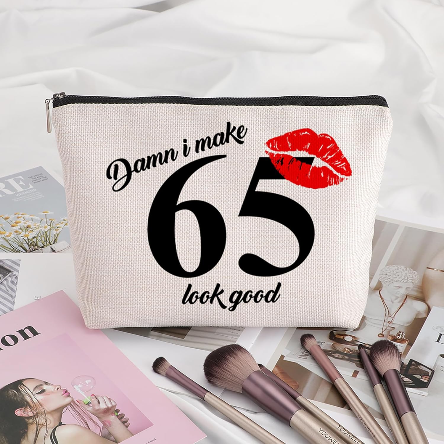 65th Birthday Gift for Women: Travel Makeup Bag - Cosmetic Bag for 65 Year Old Woman Turning 65 - Image 6