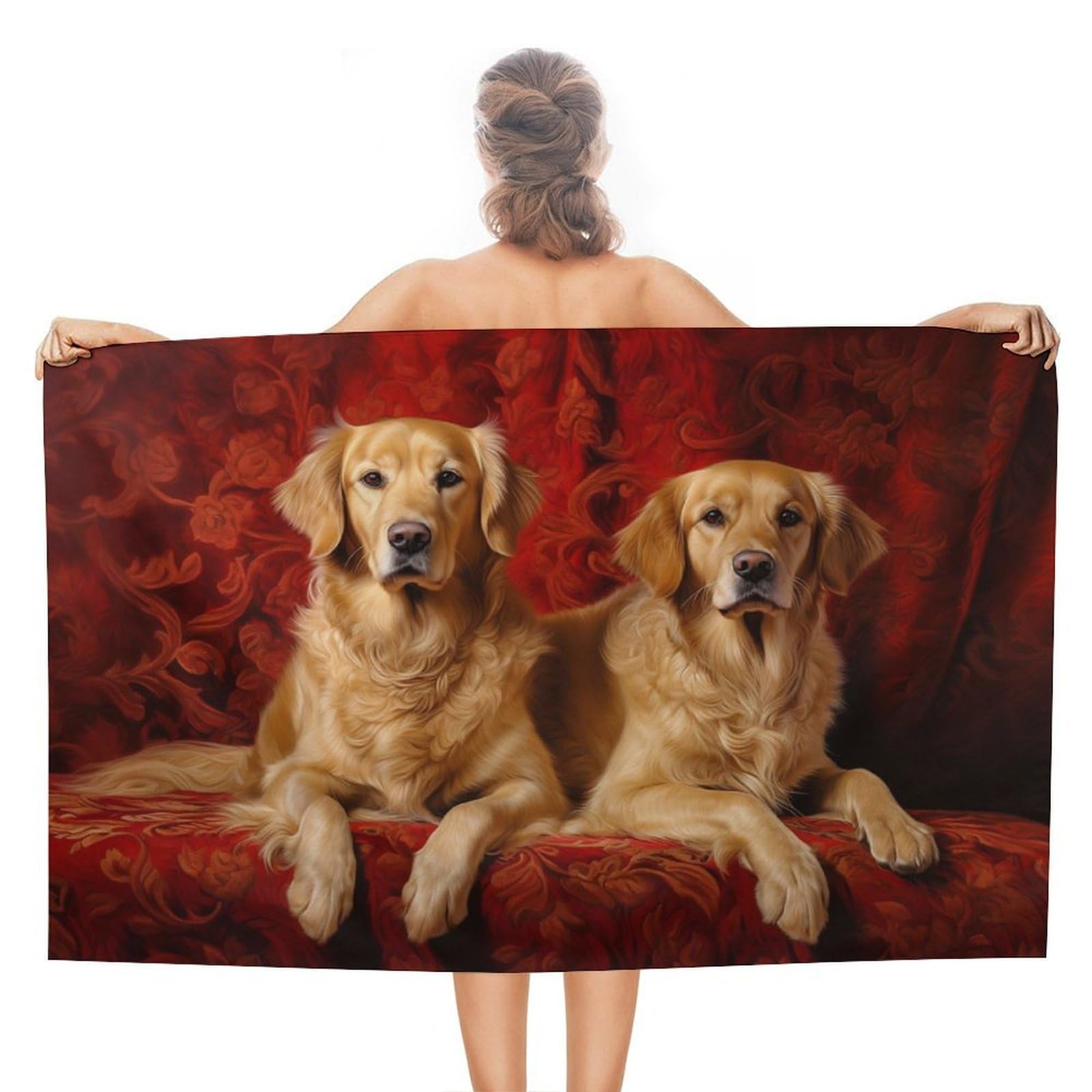 Serviette de plage compacte Golden Retriever anti sable et eau