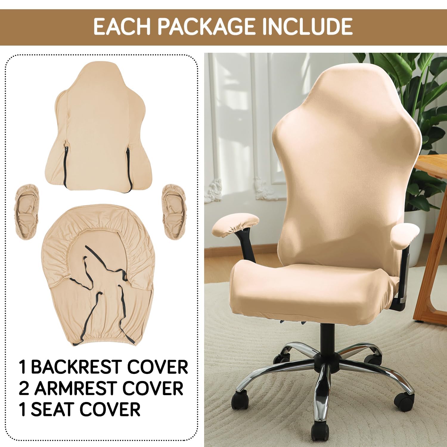 HOKIPO Gaming Chair Cover - Beige -3