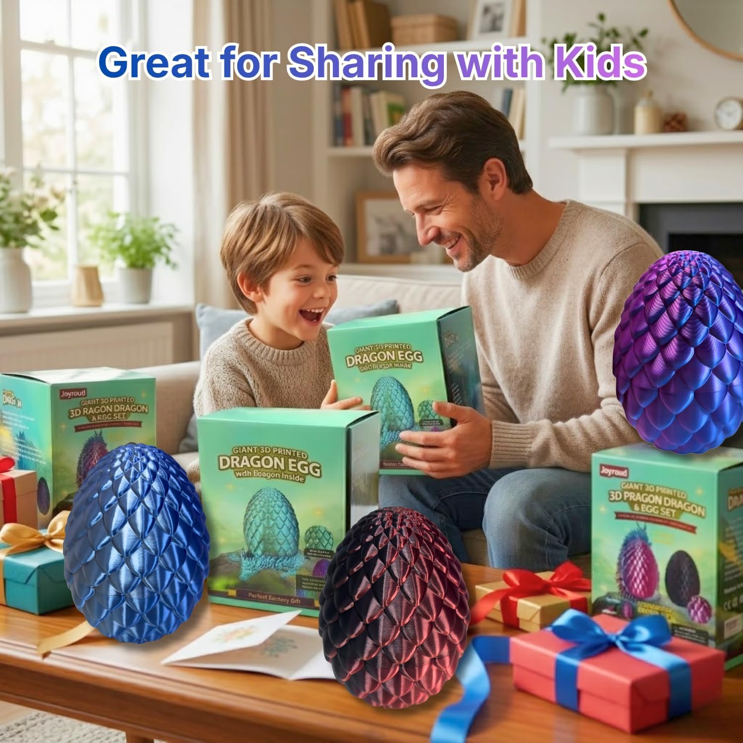 24'' Large 3D Printed Dragon Egg with Chinese Dragon Toy Inside, Reusable Big Dragon Egg for Fidget Play, Desk Decor & Storage, Collectible 2026 Graduation Gifts for Boys Girls Him Her (Blue Silver)