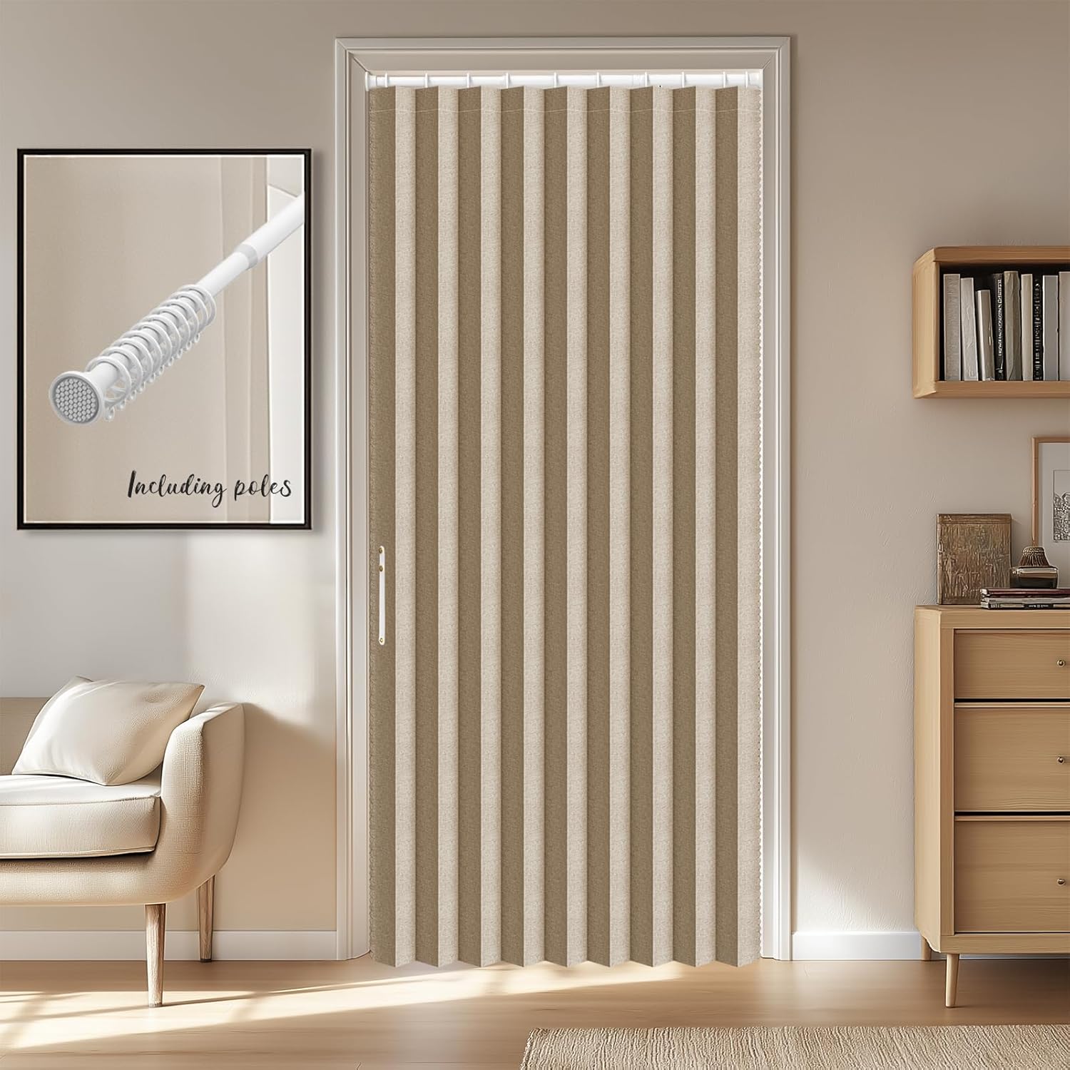 AJAZZ Blackout Curtains 78 Inches Long for Doorways and Closets, Thermal Insulated Temporary Room Dividers (1 Pack, Brown, 43 x 78 Inch)
