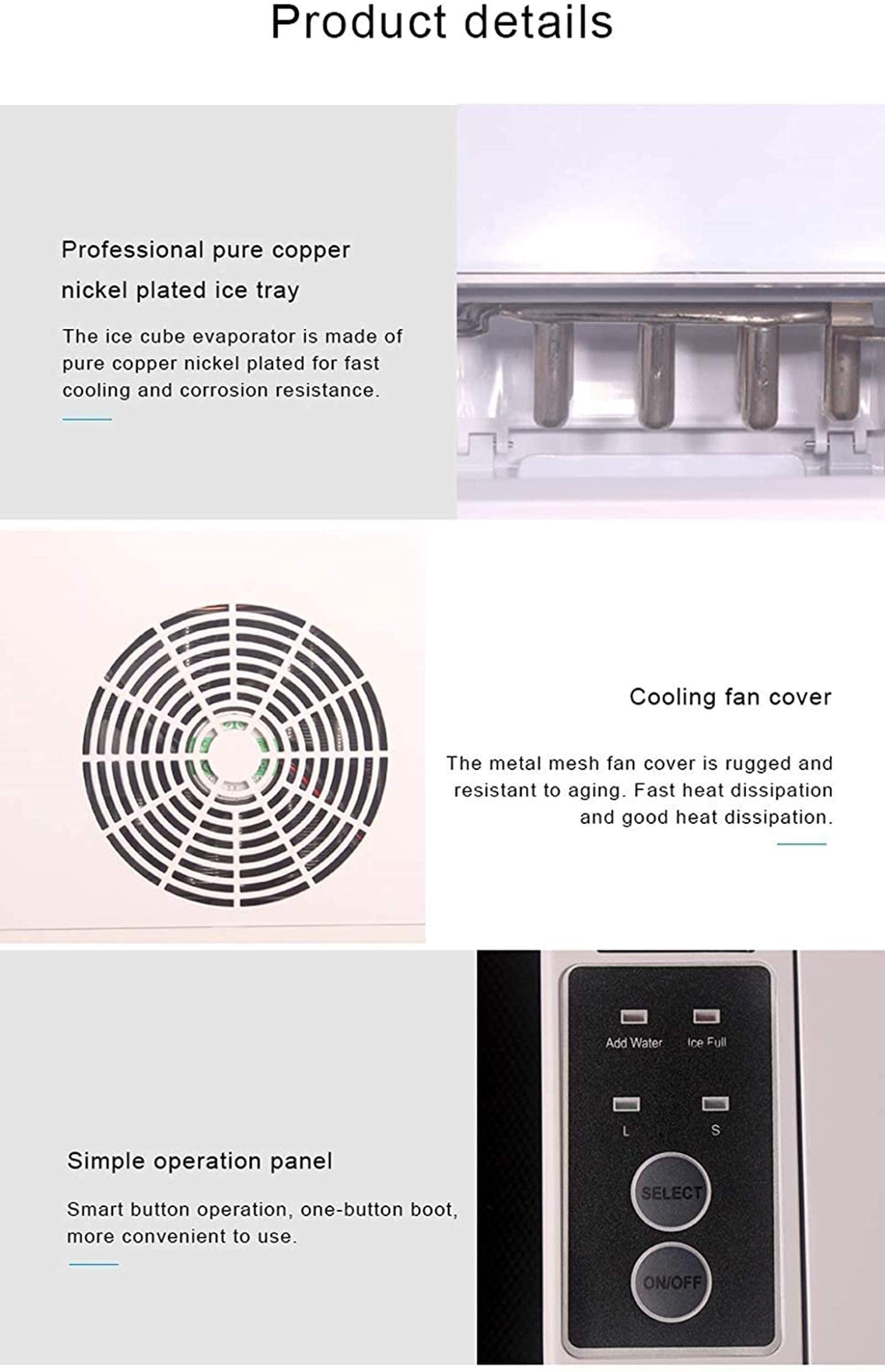 JKSVTF Mini Automatic Ice Maker, Electric Bullet Round Block Ice Cube Making Machine 15kgs / 24H Small Bar Milk Tea Coffee Shop