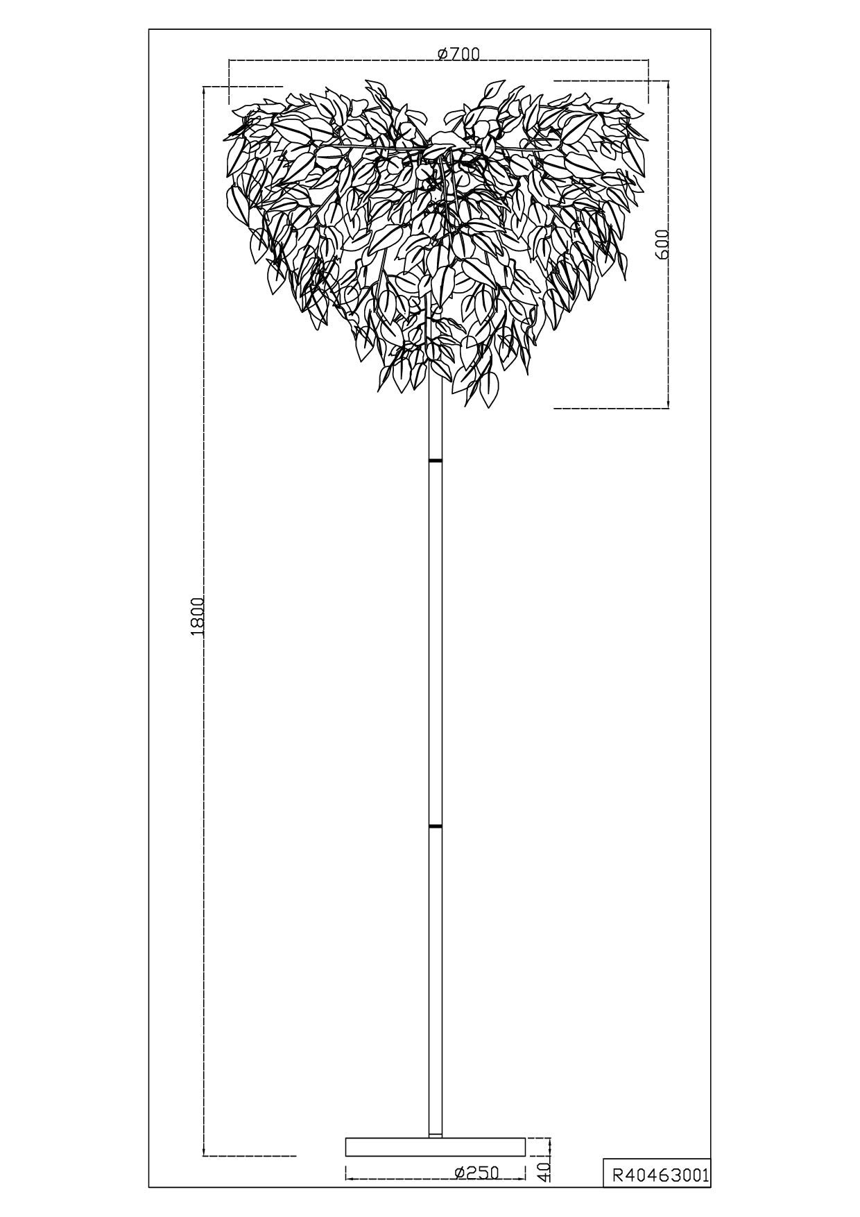 RL LIVE YOUR LIGHT Reality Leuchten Stehleuchte Leavy R40463001, Metall Nickel matt, Schirm Kunststoff weiß, 70 x 70 x 180 cm