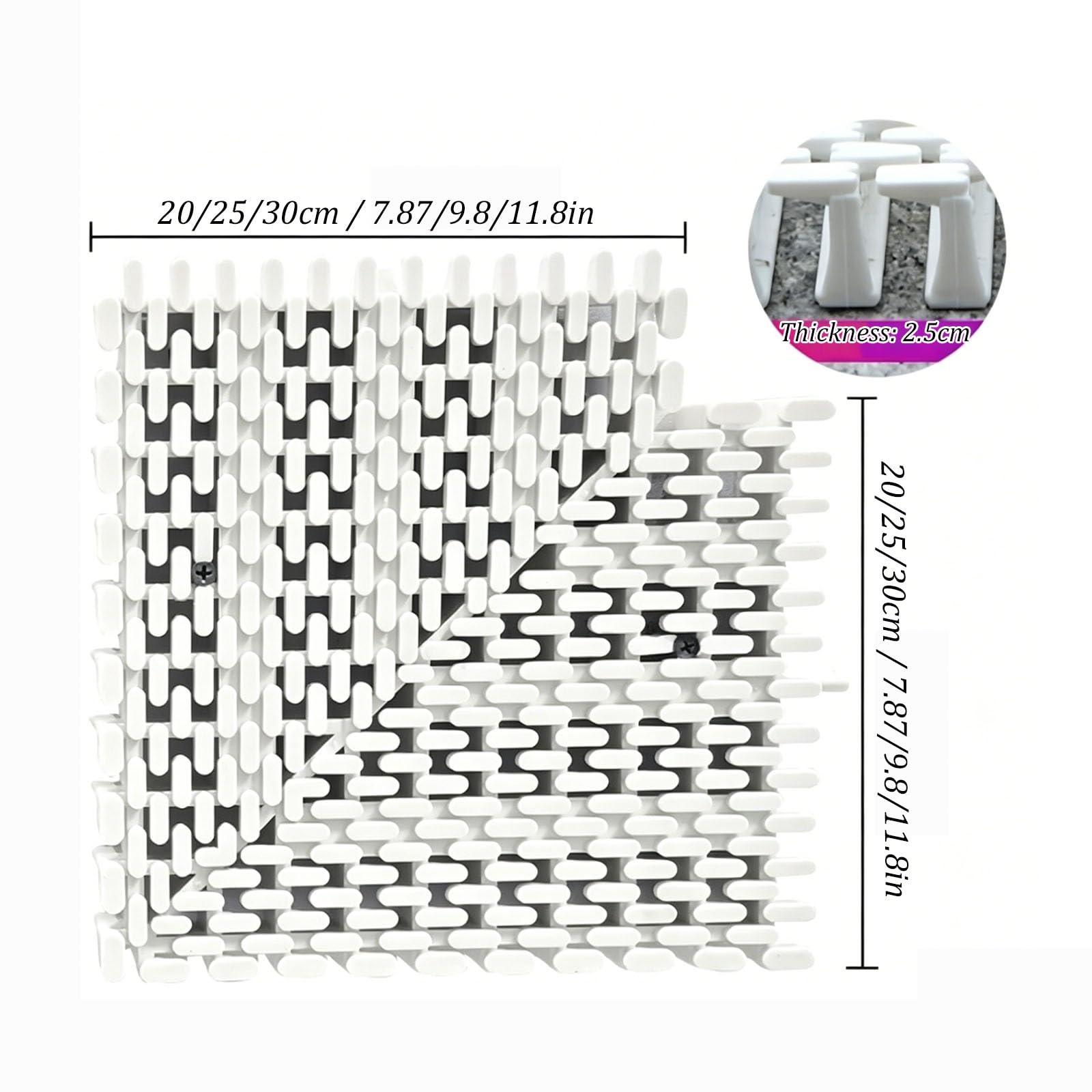 Griglia di Scarico angolare a Incastro, Copertura modulare per canali di scolo e sfioro, Ideale per Piscine e Aree Esterne(4pcs,30cm)