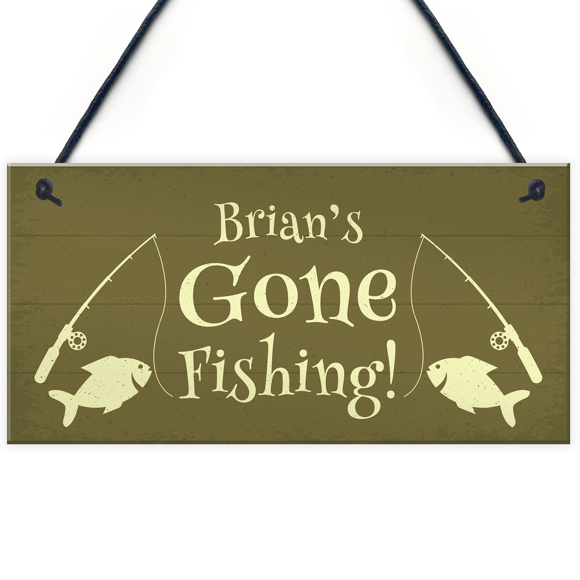 Shabby Chic Gone Fishing Sign PERSONALISED Fishing Gift For Dad Uncle Grandad